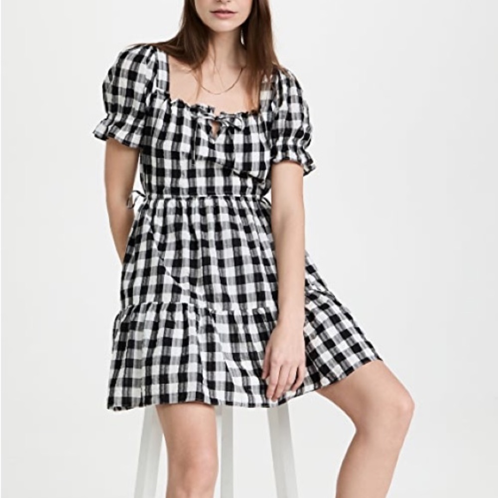 Madewell Squareneck gingham mini dress